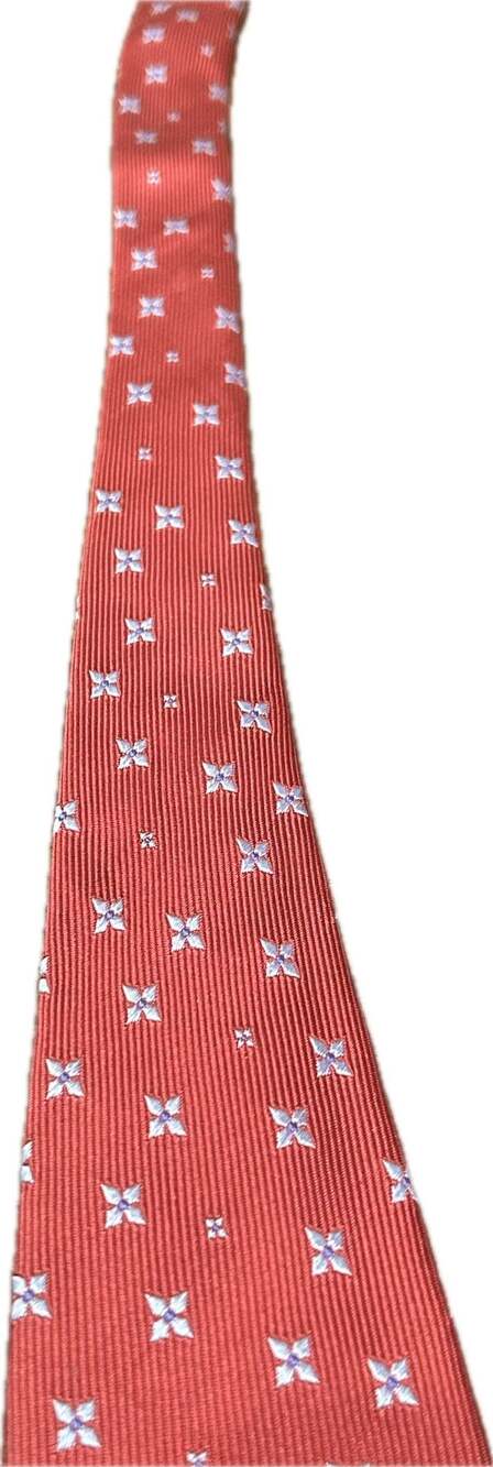 PINK Thomas Pink Men's Red Silk Tie w Blue Floral Motif luxury English country - Picture 4 of 10